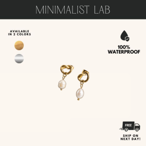 MINIMALIST LAB Titanium Twist Knot Freshwater Pearl Earrings Anting Mutiara Twist Knot