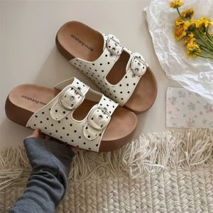 Free Shipping Polka Dot Sandals Thick-Soled Slippers WomenS Summer Outdoor Wear 2026 New Retro Slip-On Casual Sandals