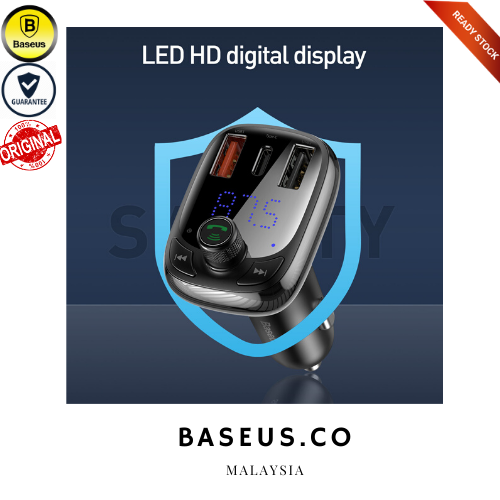 Baseus Car Charger Dual USB Port with FM Transmitter Bluetooth