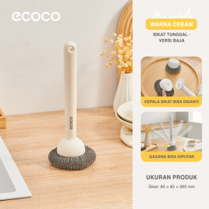 ECOCO Rotatable Long-Handled Brush (Hard Bristles / Steel Wire) - Sikat Panci & Lantai / Sikat Pembersih Multifungsi / Sikat Serat Keras & Baja / Sikat Dapur & Kamar Mandi / Sikat Serbaguna / Sikat Pembersih Rumah / Sikat Anti Karat