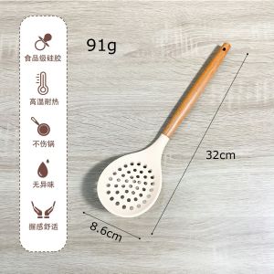 Dụng Cụ Vá Sạn Nấu Ăn Silicon cầm tay cán gỗ phong cách Bắc Âu sang trọng BIGBA