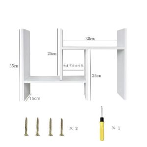 โต๊ะไม้ชั้นวางของชั้นวางของด้านบนสีขาวที่คั่นหนังสือแบบเรียบที่แขวนเครือ่งประดับแบบตั้งโต๊ะหอพักที่เรียบง่ายสไตล์ Ins