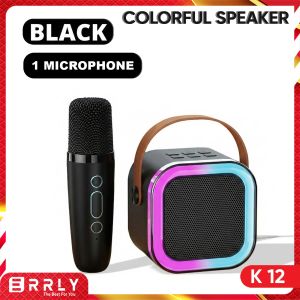 MINI Karaoke Speaker Bluetooth K12 Wireless Portable Super Bass Set  Spiker Aktif Karaoke K 12 Lucu Colorful RGB
