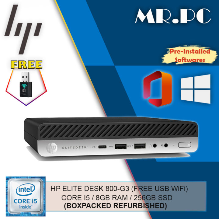 HP 800-G3 MINI PC CORE i5-6500-8GB DDR4 RAM -256 GB SSD -2INDOWS 10 PRO ...