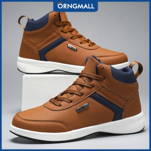 [Giày thể thao cao cấp] ORNGMALL Giày thể thao thường ngày cho nam giả da Giày thể thao có dây buộc với hình hình học đế EVA mũi tròn cho tất cả các mùa ngoài trời & mặc hàng ngày giày dép đa năng & bền