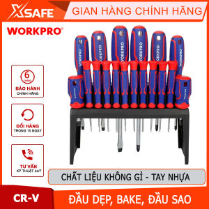 Bộ Tua vít 18 cái gồm các tua vít đầu hình hoa khế đầu dẹt đầu sao thép hợp kim CR-V Workpro - WP200506