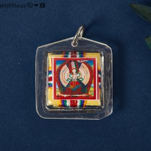 WP💓💛💖 Tibetan Tangka Green Tara Buddhism Keychains Small Pendants Pocket Fengshui Key Chain  Decoration
