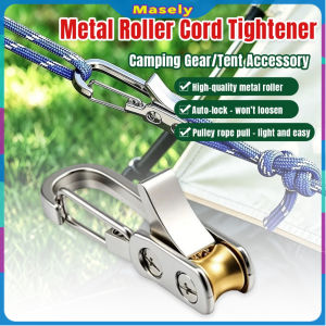 Masely Metal Roller Cord Tightener Cam Buckle Rope Lock Tension Tool for Camping Tent Tarp Tie‑Down 1Pc