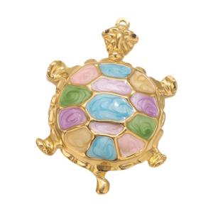 Handmade Multicolor Sea Turtles Necklace Charm Stainless Steel Drop Resin Tortoise Pendant Crafting Accessories