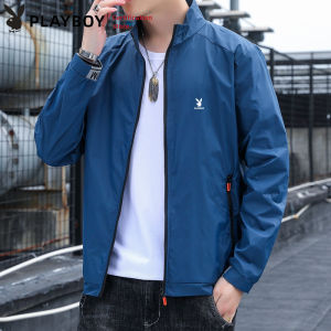 PLAYBOY Mens Sunscreen Coat Summer Ice Silk Ultra Thin Breathable UV Protection Outdoor Casual Sunscreen Jacket