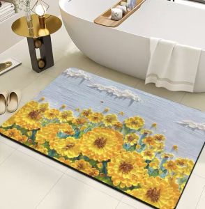 luckyshop size 40cm x60cm slip 3D matBath bathroom water mat Mats mud toilet absorption diatom foot floor