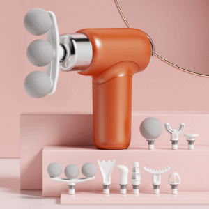 PENTU Adjustable Speed Mini Handheld Massager Compact Size 9 Replaceable Head Fascia Machine Massager Mute Massager Cordless Wireless Electric Massager Home Fitness