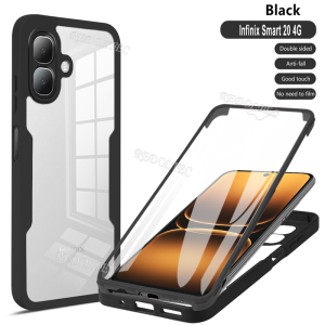 360 Full Cover Case For Infinix Smart 20 Shockproof Transparent Acrylic Front Back Double Sided Protection Hard Phone Casing For Infinix Smart20