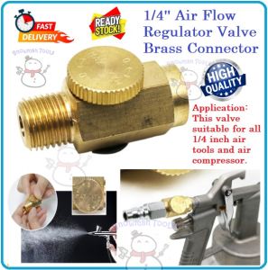 1/4 Air Regulator Valve Brass Connector Pneumatic Tool Flow Control Compressor Compressed Air Pressure Valves adjust  control angin pressure 1/4 inches NPT Male x 1/4 inches NPT Female In-line Air Flow compress accessories