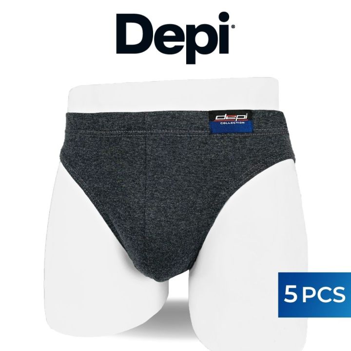 5 Pcs) Depi Men Underwear Brief Mini Brief Breathable Superior Cotton  Assorted Colour - 1BB1501