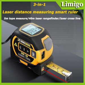 3 in 1 Rangefinder 5m Tape Measure Ruler 40/60 Meters Infrared L-aser Distance Measurement LCD Display with Backlight Distance Meter Building Measurement Device