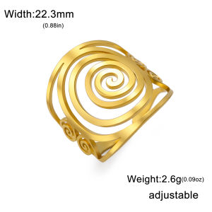 SKYRIM Titanium Stainless Steel Ring Gold Spiral Shape Adjustable Ring Fashion Jewelry