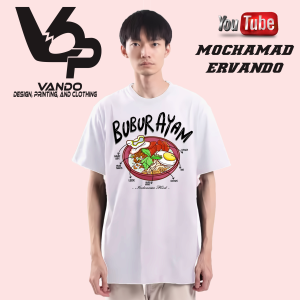 BAJU KAOS BUBUR AYAM / KAOS DISTRO / TSHIRT MAKANAN KULINER INDONESIA FOOD Putih