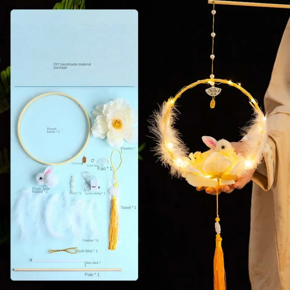 CEMOMEF Chinese Style Children's Rabbit Lantern DIY Material Bag