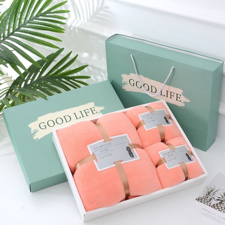 【Gift Box 3 In 1 Set】Goodlife Coral Fleece Towel Bath Towel ThreePiece