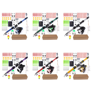 Telescopic Rod Fishing Reel with Float Baits Metal Hook and Oval Stopper Fishing Gear Tackles Accessories for Adult Teen