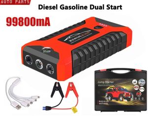 99800mAh Car Jump Starter 12V Car Jumper Starting Booster Car Start Supply With Air Pump Jump Starter For Car Battery Portable USB Charger Multi-function Rechargeable Emergency Power bank Starting Device