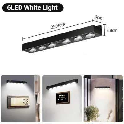 8LED Solar Wall Lamp Outdoor Waterproof Solar Powered Wall Light Auton ON/OFF Doorplate Light Rechargeable Super Bright Auto ON/OFF Garden Decoration Solar Signboard Lights Doorplate Lamp Balcony Staircase Fence Atmosphere Light