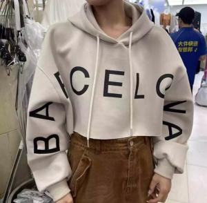 BARCELONAA CROP HOODIE JACKET - SIZE S-XXL - BAHAN FLEECE - OOTD KOREAN STYLE WOMAN FASHION TERLARIS