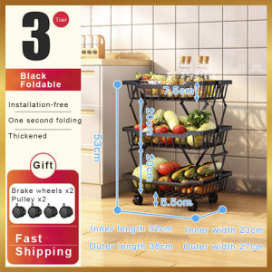 [SG Ready Stocks] Foldable Rack with Wheel Movable for Living Room Bedroom Kitchen Home Space Saving Organizer New Organizer Trolley