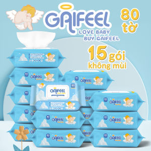 Set 15 túi 1200 khăn giấy ướt GAIFEEL khăn ướt Khăn lau mùi sữa 15cm dành cho trẻ em