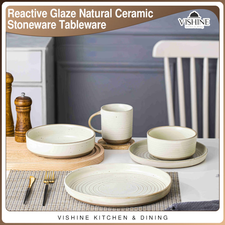 Reactive Glaze Pottery Dinner Plates Zen Reactive Glaze 12 Piece