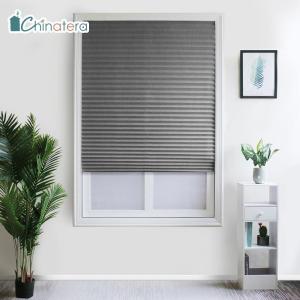 Rèm cửa sổ xếp ly tự dính màu xám bằng chất liệu sợi polyester không thấm nước thiết kế theo phong cách Bắc Âu đơn giản thích hợp cho phòng tắm/ban công/nhà bếp [Chinatera] - INTL