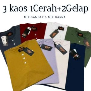 Kaos Simpel Anak Muda Santai Kerja 3 Pcs Hanya 100 Ribu Model Kancing Style Terbaru Abad Ini