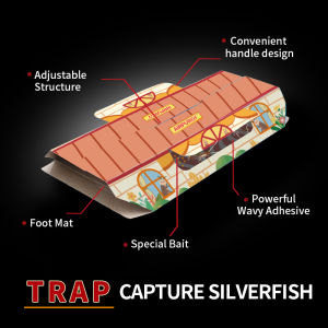 Silverfish Catcher Trap 1 Box - Odorless Pest Control for Home Targets Damp Areas Protects Books & Clothes from Chewing Damage