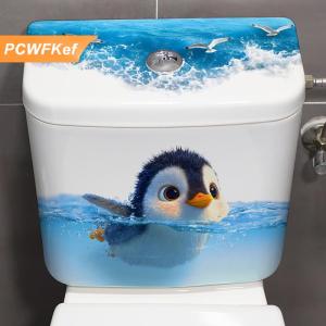 【PCWFKef】 Sáng tạo tự dính dễ thương chim cánh cụt nhà vệ sinh dán không thấm nước phòng tắm Đề can trang trí