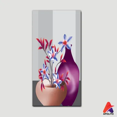 HIASAN DINDING BUNGA VAS UNGU (15X30 CM ) WALL DECOR HIASAN DINDING KAMAR PAJANGAN RUANGAN POSTER KAYU BUNGA VAS UNGU