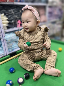 LNR Shop PA-020 Pajamas Bunga Bunga Anak Bayi Perempuan 1 - 5 Tahun Lengan Celana Panjang Motif Floral Piyama Baju Tidur Santai Floral Ribbed Cami Bahan Halus Sling Waffle Suit Versi Korea Peekaboo Korea