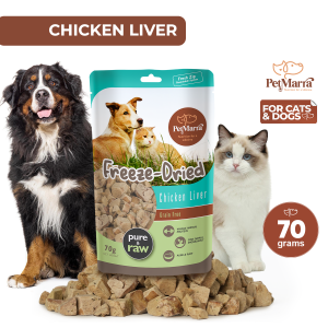 PetMarra Freeze-Dried Dog and Cat Treats Chicken Liver Flavor 70g freeze dried dogs cats kitten puppy snacks treat