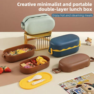 lunch box  Bento Portable 2 Dinner Layer Box Kid  Children Simple Kids Plate student compartment lunch box childrens fruit lunch box fresh-keep PP Silicone microwave oven high temperature