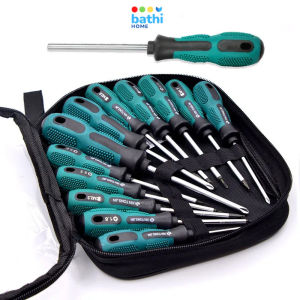 Obeng Set Magnet 13 pcs Pegangan Karet Anti Slip Magnetic Bits Screwdriver