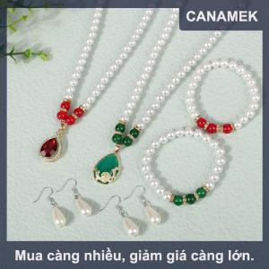 【CANAMEK】 Thời Trang Cổ Điển Trang Sức Ngọc Trai Set Cho Phụ Nữ Vòng Cổ Bông Tai Vòng Đeo Tay Set Wedding Party Jewelry Món Quà Pendientes