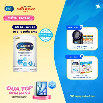 [CHỈ TỪ 19-21/08 MUA LÀ CÓ QUÀ] Sữa bột Enfagrow A2 Neuropro 4 1.7kg giúp dễ tiêu hóa hấp thu dành cho trẻ 3-6 tuổi