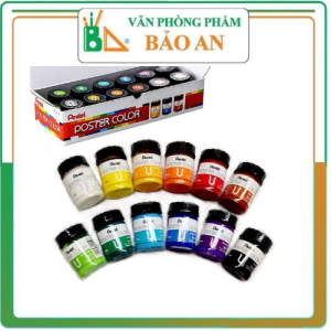 Màu vẽ lọ 12 màu Poster Pentel WPU2-12 (30ml) lọ thủy tinh