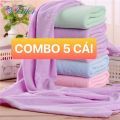 Combo 5 cái khăn tắm 5 màu xuất Nhật dư, mền, mịn, thấm nước tốt (kích thước 140 cm*70 cm). 