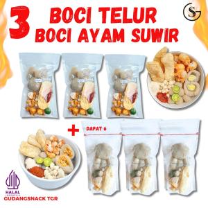 (Paket Isi 6) 3 Boci Telur Puyuh X 3 Boci Ayam Suwir Pedas Hotpot Instan Food Kuah Kaldu Gudangsnack Tgr