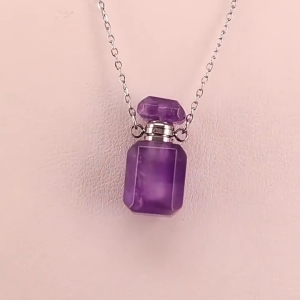 Oil Diffuser Bottle Pendant Necklace Stainless Steel Chain Choker for Women Adjustable Length Neckchain Party