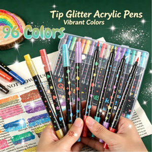 96 Colors Colorful Double Head Glitter Markers Safe Ink Art Pen Kit for Student Handcraft & Painting