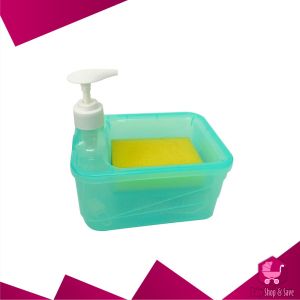 BabyShop-C1001 Tempat Sabun Cuci Piring Petak 2IN1 650ML dengan Pump Free Spons / Tempat Sabun Cair