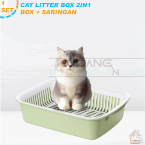 bak pasir kucing dengan saringan 2 in 1 / litter box cat GPO