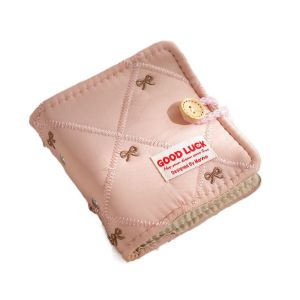 TSEVD โบว์ ที่เก็บการ์ดภาพ ผ้า ปัก ตัวป้องกันการ์ดไอดอล เงางาม แบบเกาหลี กระเป๋าใส่บัตร เพื่อน